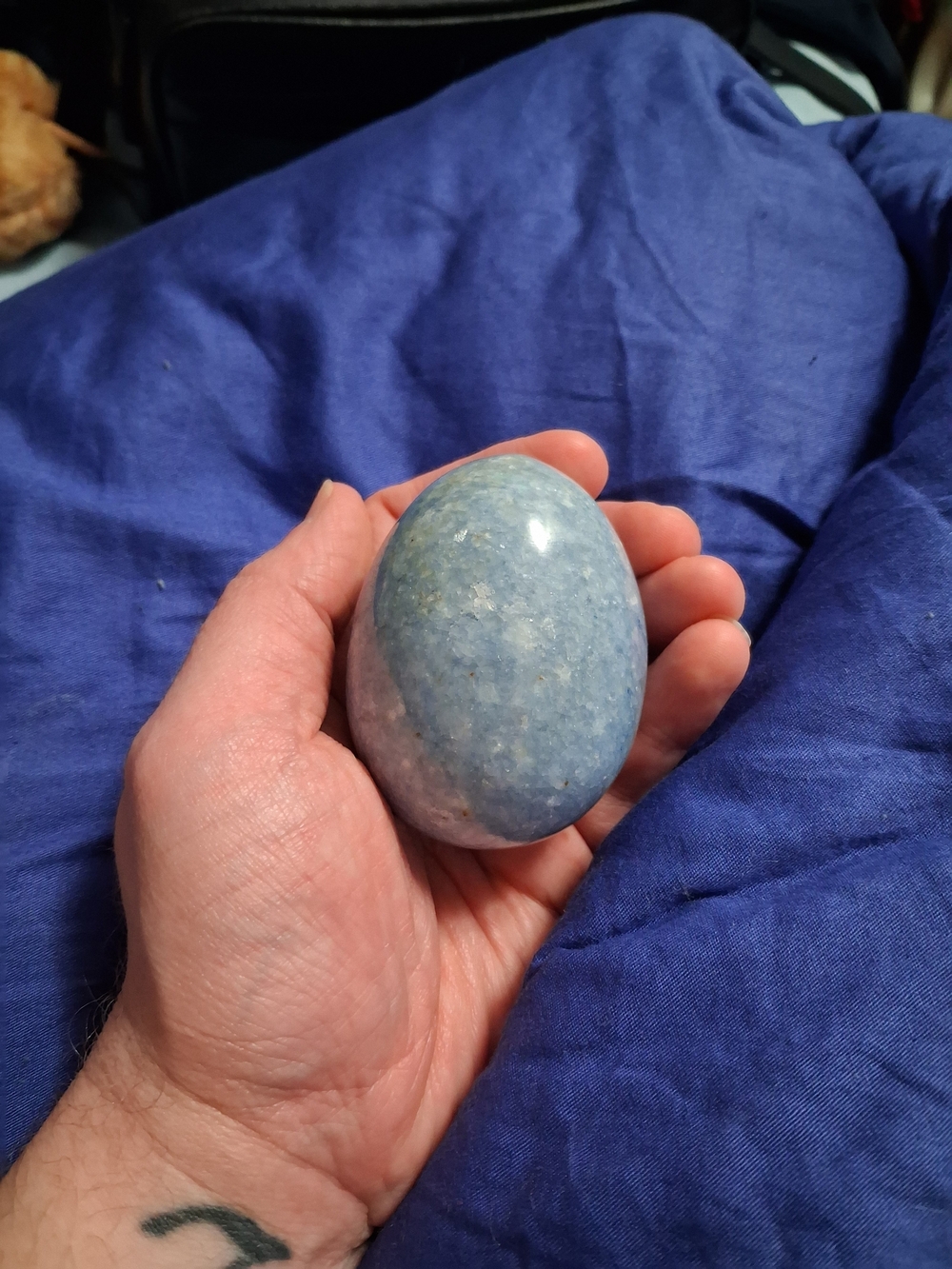 💙 Polished Blue Sodalite Crystal Egg Decor NWOT 🔮